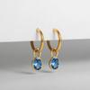 Multicolour Oval CZ Zircon Drop Earrings for Women Gold Plated Stainless Steel Hoop Huggie Earring Trendy Party Jewelry