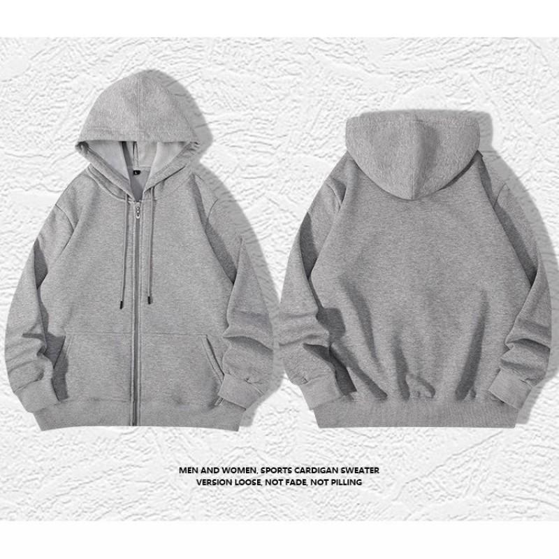Unisex Heavyweight Hooded Zip-Up Sweatshirt 420g Cotton Blend Oversized Pullover Winter