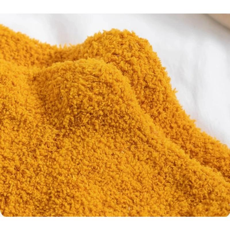 Зимние теплые длинные женские носки из кораллового флиса, толстые плюшевые домашние нескользящие носки-тапочки, повседневные простые чулки для сна