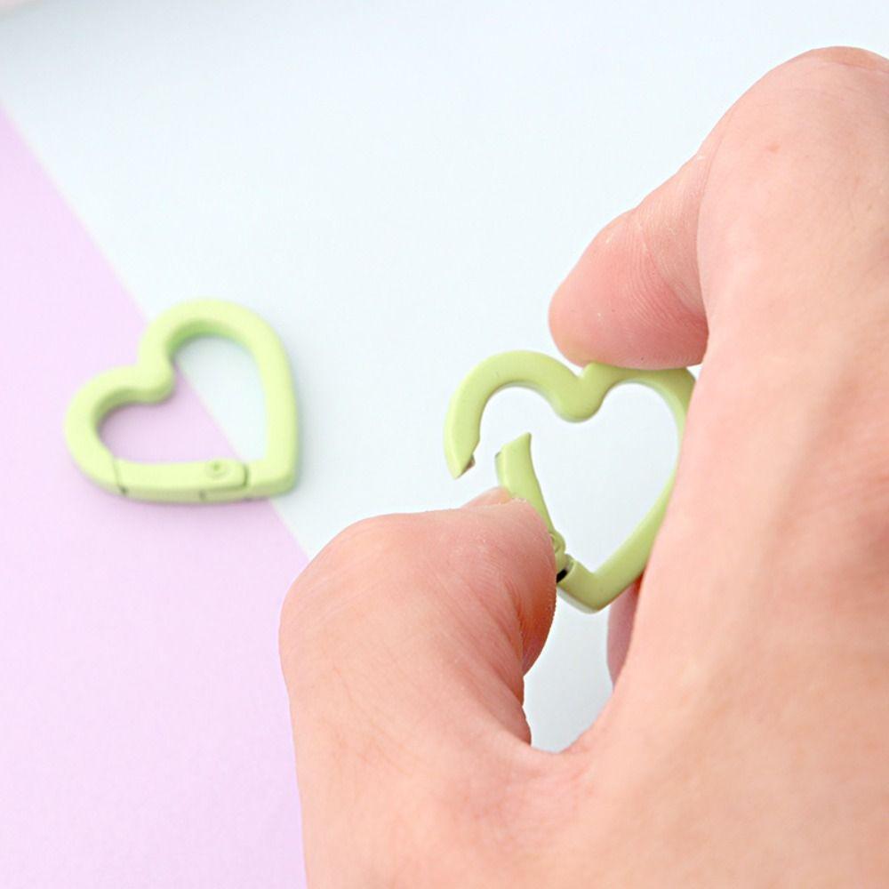 5pcs Heart Shape Peach Heart Keyring Macaroon Color Colored Spring Buckle Fishing