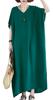 Big Silhouette Long Short Room Everyday Home Green [Second Roots] Dress, Slimming, Loose, Plain, Sleeves, V-Neck Maxi, Stylish, Cute, Fluffy, Stylish,