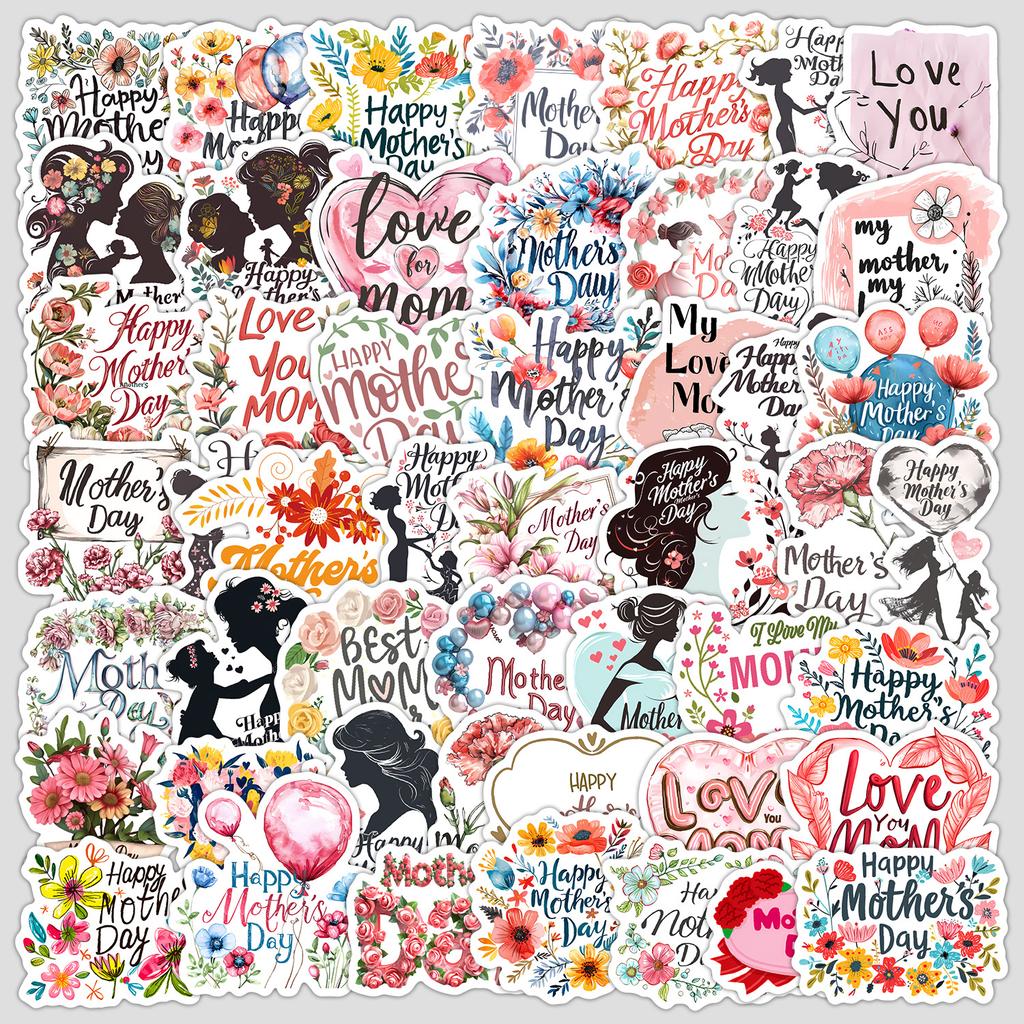 50 Mother's Day Holiday Graffiti Stickers Mobile Phone Computer Mobile Phone Waterproof Stickers Creative Mother's Day Stickers