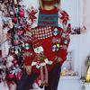 Foreign Trade Autumn and Winter New Thick Christmas Sweater Hand Decorated Button Letters Snowman Doll Pullover Sweater for Women 3525