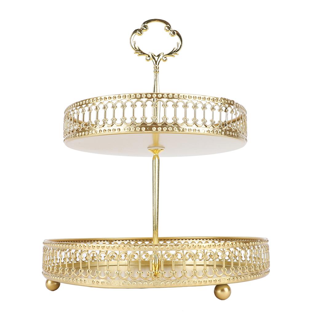 Многоярусный поднос, простая сборка, металлический, большой емкости, 2-х ярусная сервировочная подставка для фруктов, десертов, тортов, закусок