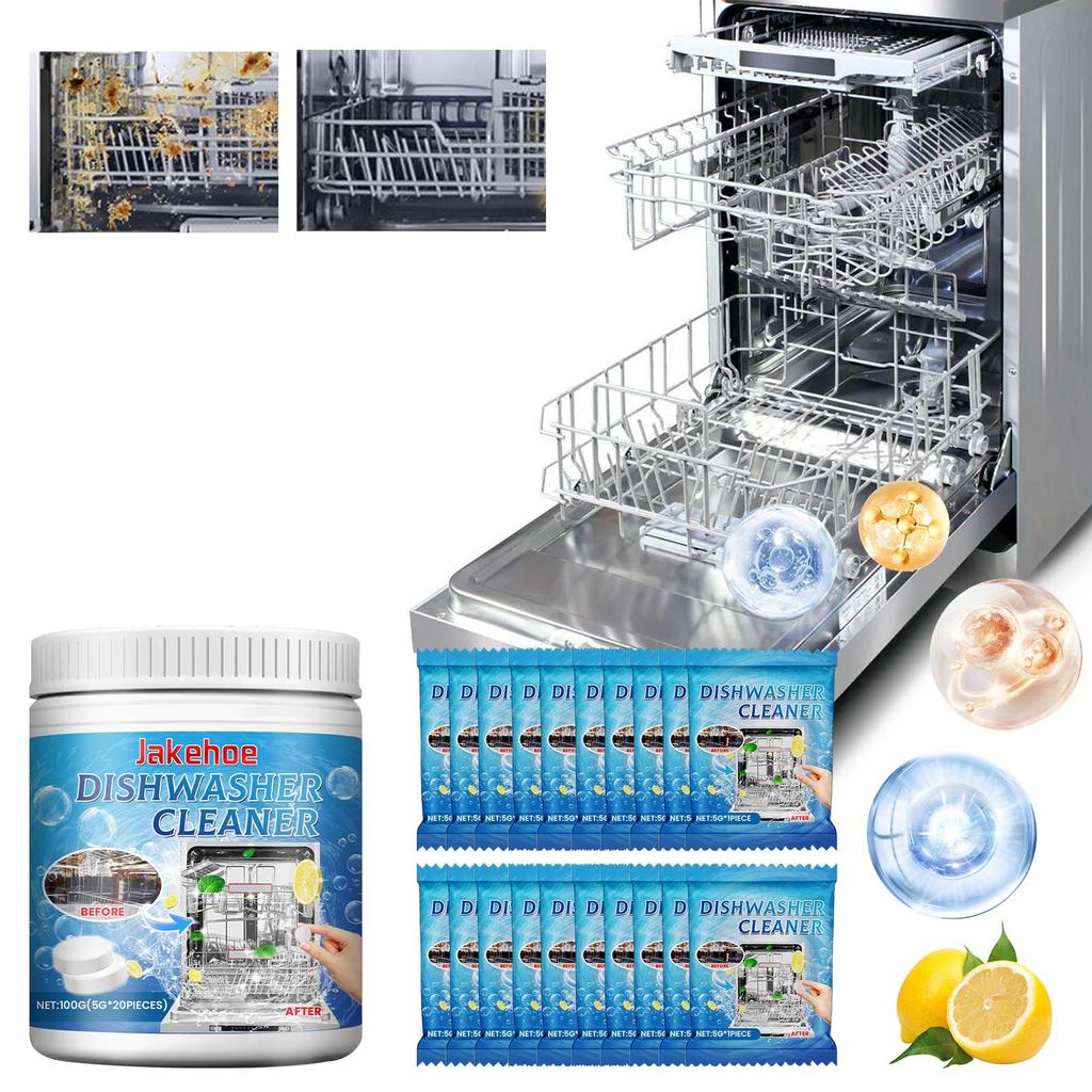 Jakehoe Листы для очистки посудомоечной машины 100 г - Эффективно удаляют жир, грязь, накипь и другие пятна. Мощный дезодоратор для посудомоечной машины.