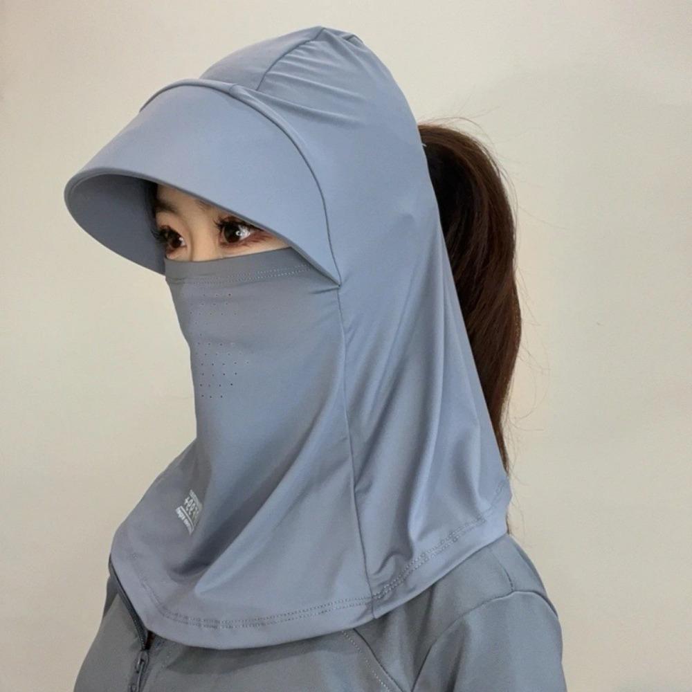 New Breathable Visor Cap Ice Silk with Shawl Mask Cap Sunscreen Hat Summer