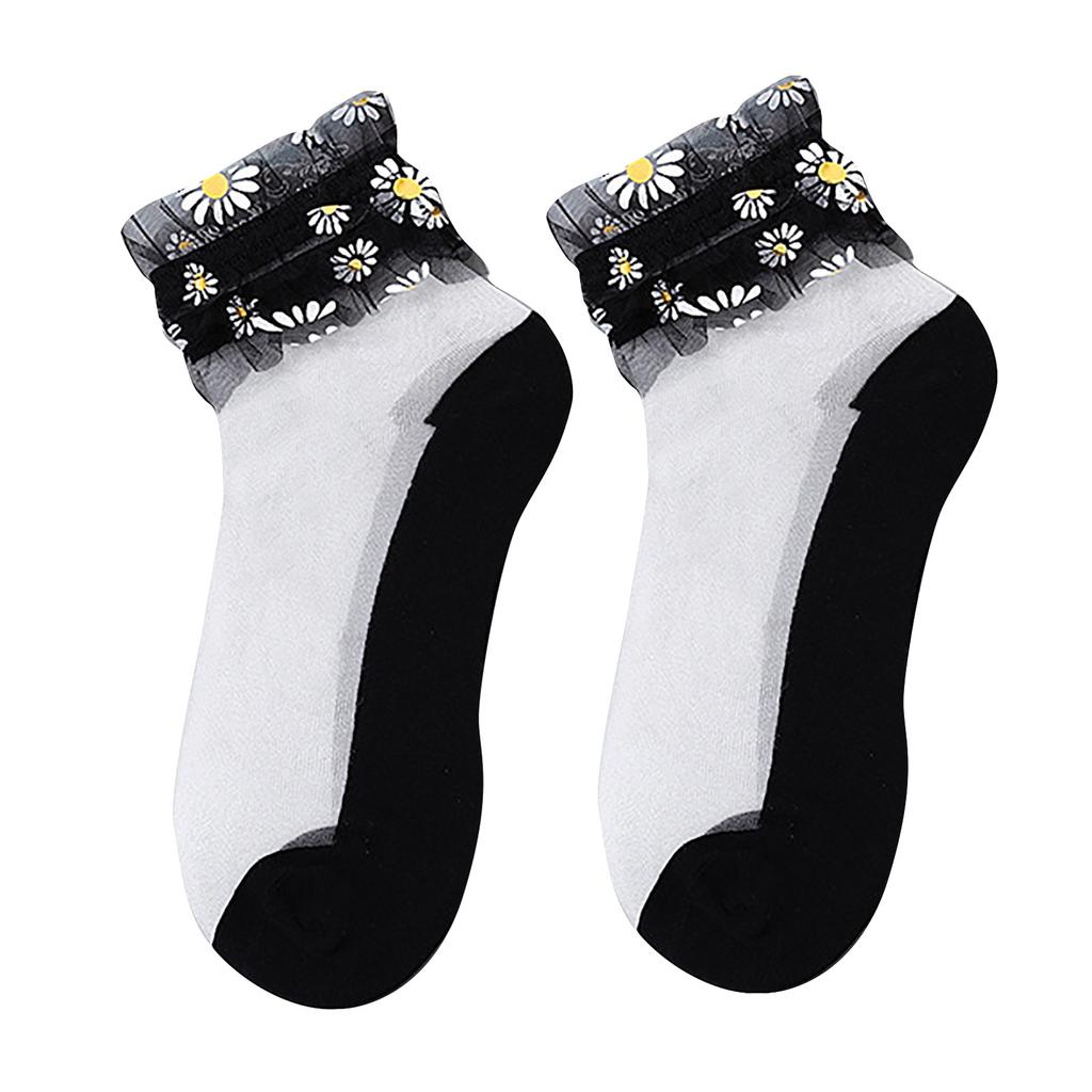 Женские дышащие чулки, модные летние тонкие носки с цветочной сеткой в стиле пэчворк