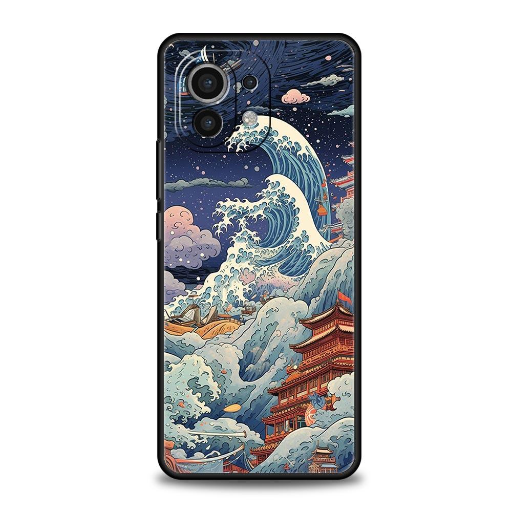 Чехол для телефона для Xiaomi Mi 14 13 12 11 Lite 13T 12T 11x 11T 10T Pro 9T Note 10 Lite Мягкий чехол Япония Великая волна в Канагаве