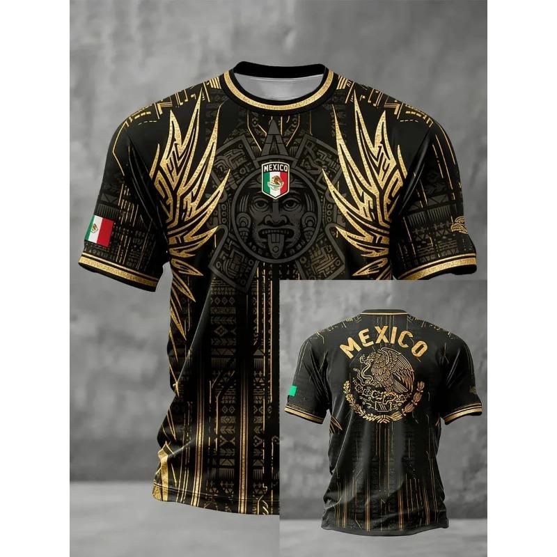 New Men Mexico National Soccer Jersey 3D  Print Quick Dry Football T Shirt  Sports Training Tee for Fan Match Daily Wear