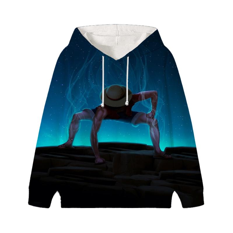 One Piece Luffy Wanted Детские толстовки с капюшоном Осень-Зима Детские бархатные пуловеры Повседневная одежда для детей Девочек и мальчиков Мультфильмы Kawaii Топы Толстовки