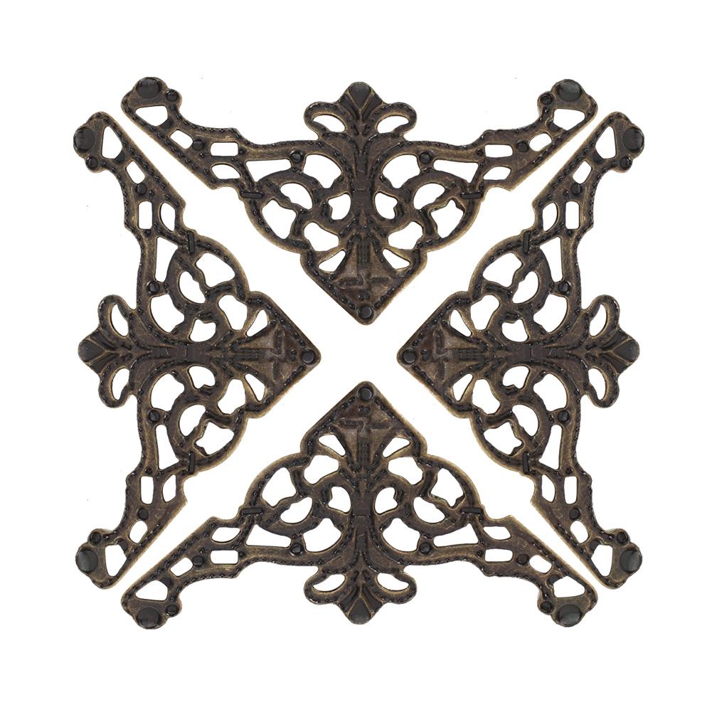100PCS Vintage Style Iron Corner Desk Edge Corner Embellishments Decorative(Antique Brass)