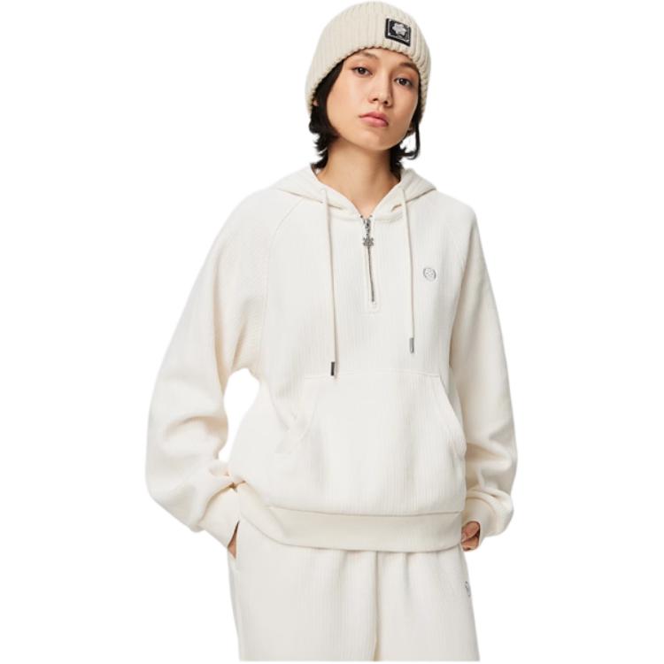 Li-Ning Plain Pullover Hoodie Women Hoodies Off-White AWDT824-3