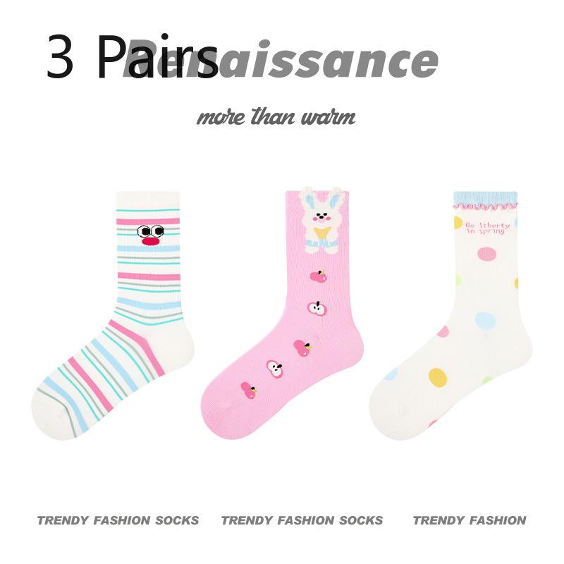 3 пары женских тонких спортивных носков-трубок из хлопка для весны и лета