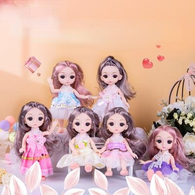 Мини-подвижная кукла 17 см, игрушка для девочек, 3D большие глаза, BJD, полная одежда принцессы, коллекция платьев, детская кукла в подарок