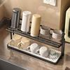Heavy-Duty Double Layer Cup Holder Organizer with Drain Tray Space-Saving Countertop Shelf for Cups Mugs Coffee Makers