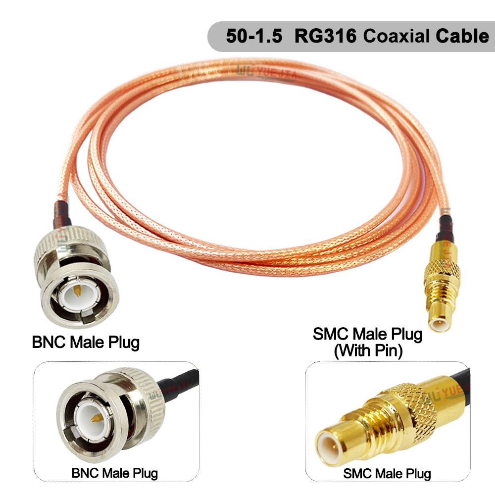 Q9 BNC Female to SMC Male Plug Connector RG-316 50-1.5 Low-Loss Highly Flexible RF Coax Cables For GPS LTE Network Radio Modems