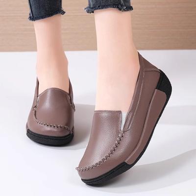 Весенне-осенние повседневные туфли на толстой подошве, удобные туфли на танкетке с неглубоким вырезом, простые повседневные туфли на толстой подошве для женщин