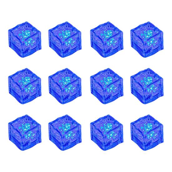 12 Pcs Glowing Ice Cubes Water Activated Color Changing LED Lights Submersible Bar