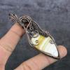 Natural Yellow Septarian Copper Wire Wrap Gift Jewelry Pendant 3.55" H1l40
