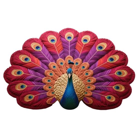 3D Peacock Pattern Plush Rug Non-Slip Backing Easy To Clean Various