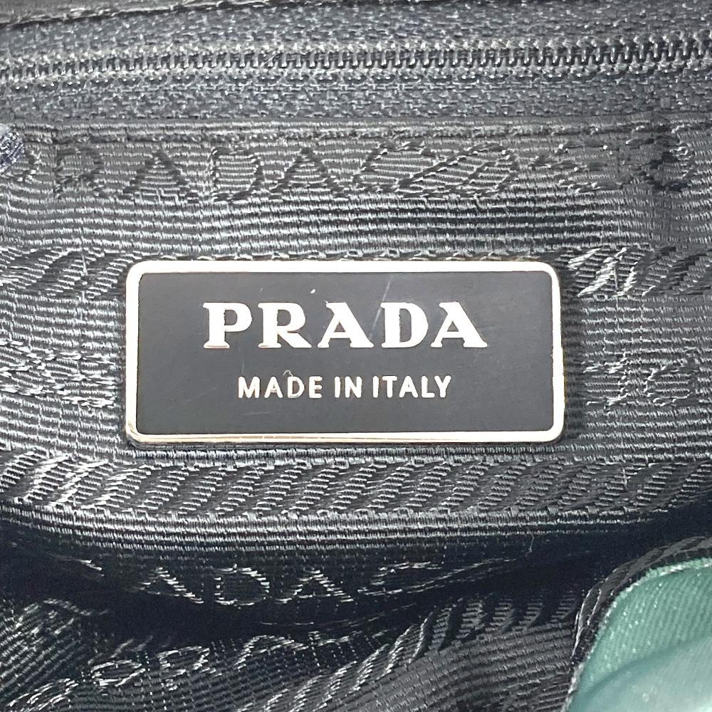 Prada Двухцветный треугольный логотип Рюкзак Кожа / Нейлон Зеленый/Черный