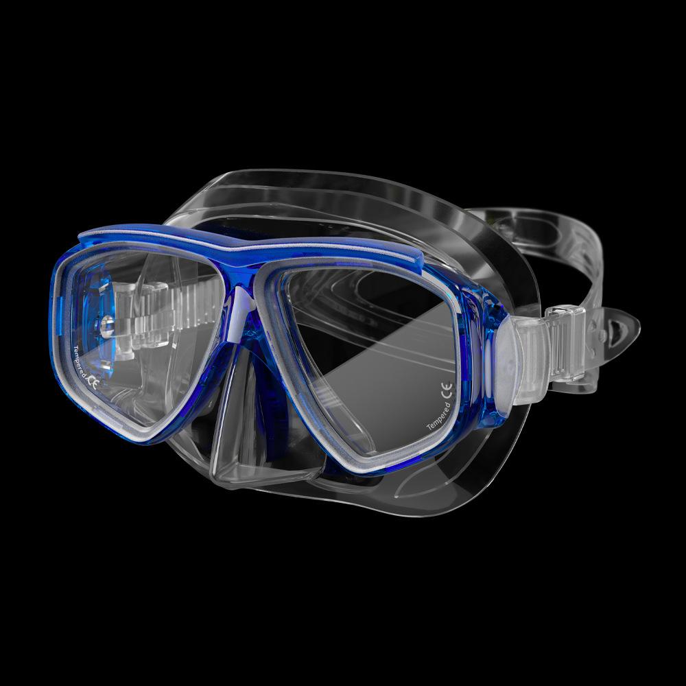 Custom Professional Snorkeling & Diving Goggles Silicone + PC Material 2 Windows Universal Fit