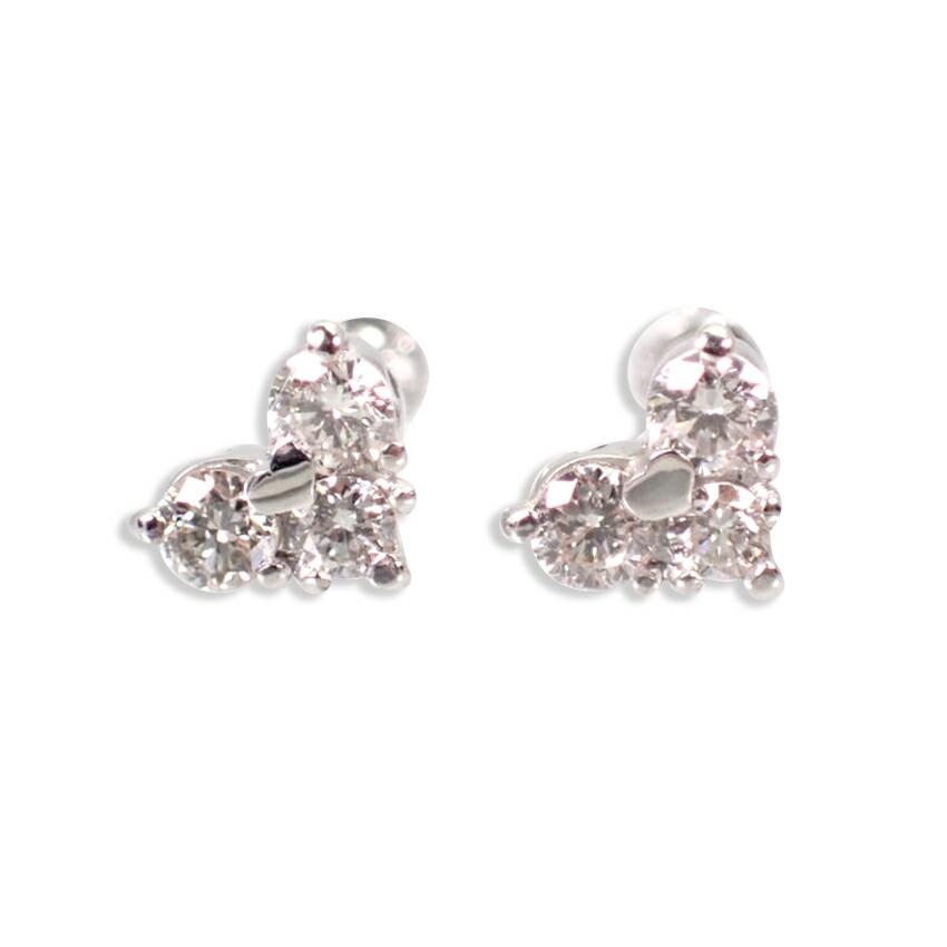 [New] PT900 Diamond Heart Earrings 0.1ct, 0.1ct[i2-3]