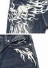 Джинсы Vanson Crossbone Skull Fire, полностью потертые, с узором, вышитые, брюки, SP-B-26 (Размер 32, Индиго)
