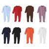 Infant Baby Romper Newborn Solid Color Long Sleeve Zipper Closure Bodysuit