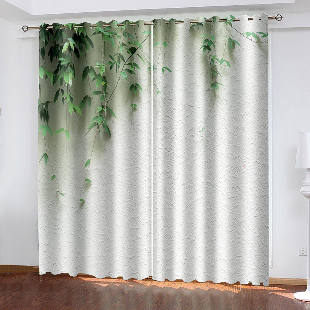 Цветочный растительный принт Тканые шторы для спальни Затемняющие шторы Две отдельные шторы слева и справа