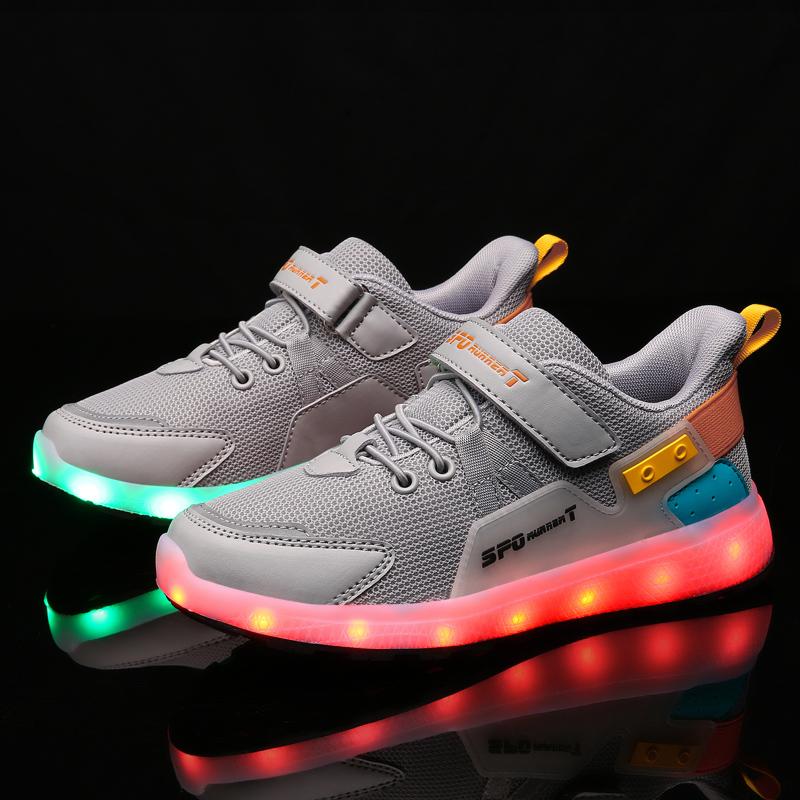 Children Luminous Sneakers Charging Switch LED Bling Bling Kids Glowing Sneakers Girls Laughing Shoes