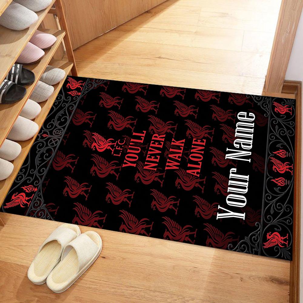 Liverpool Fc Customize Text Floor Mat Suitable For Balcony Dormitory Bedrooms Hallway Antislip Rug Decorate Offices Gift For Festivals