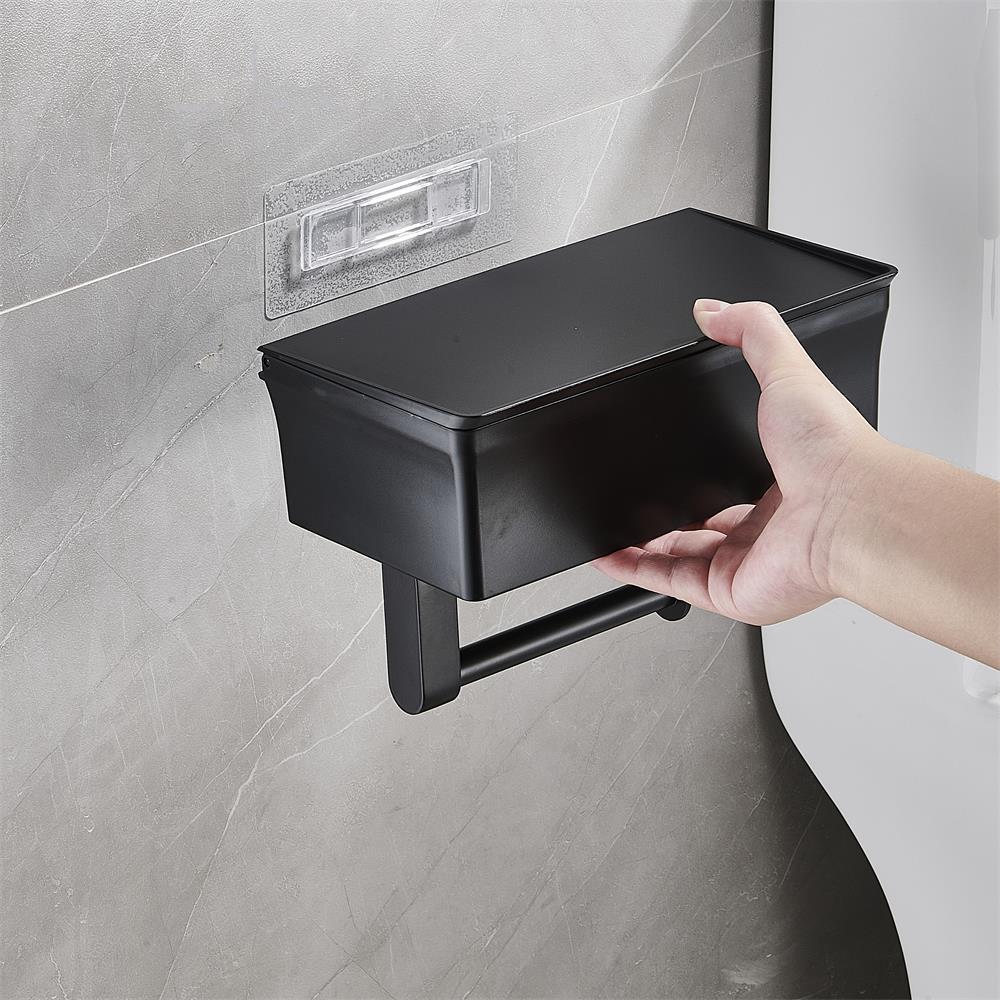 Черный держатель для рулонов бумаги с дозатором салфеток, полка для хранения в ванной комнате, многофункциональный держатель для туалетной бумаги, аксессуары для ванной комнаты