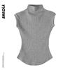 American niche design pure desire Spice Girl style short-sleeved T-shirt women's semi-turtleneck ant waist vest fashion bottoming top