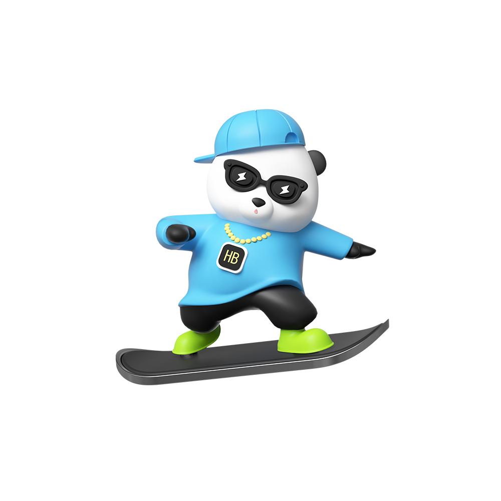 Fashion Creative Car Ornaments Sliding Skateboard Bear Cute Soft Glue Hip Hop Cartoon Bear Auto Interior Decoration Black Blue