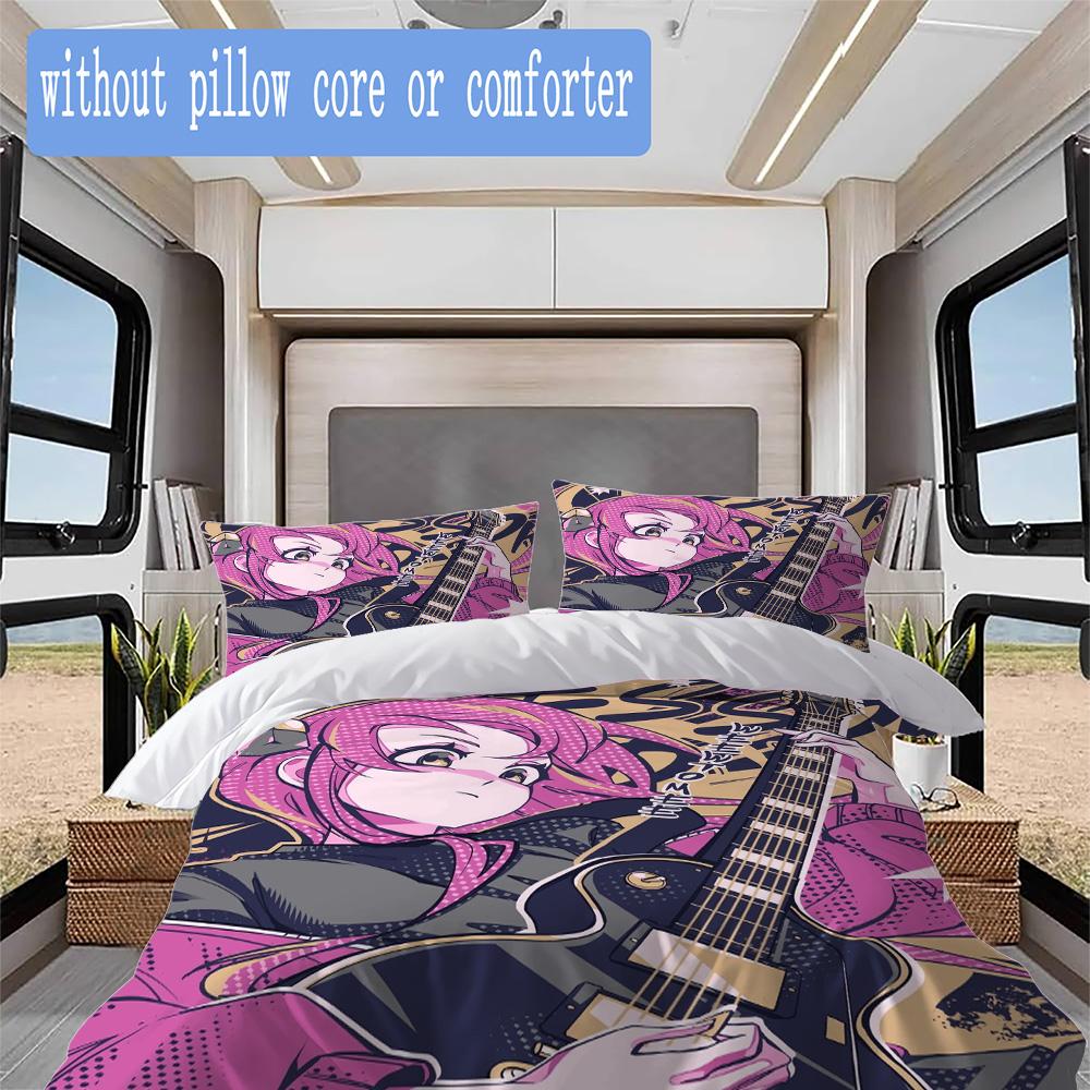 Bocchi the Rock Pattern Bedding,Quilt Set Quilt Cover Pillowcase Home Birthday Gift (1*duvet cover+2*pillowcase,without core)XSJT0917241