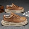 Light Luxury Autumn Men's Low-top Sports and Leisure Men's Shoes, Youth Platform Martin Shoes, Versatile Live Broadcast Leather Board Shoes