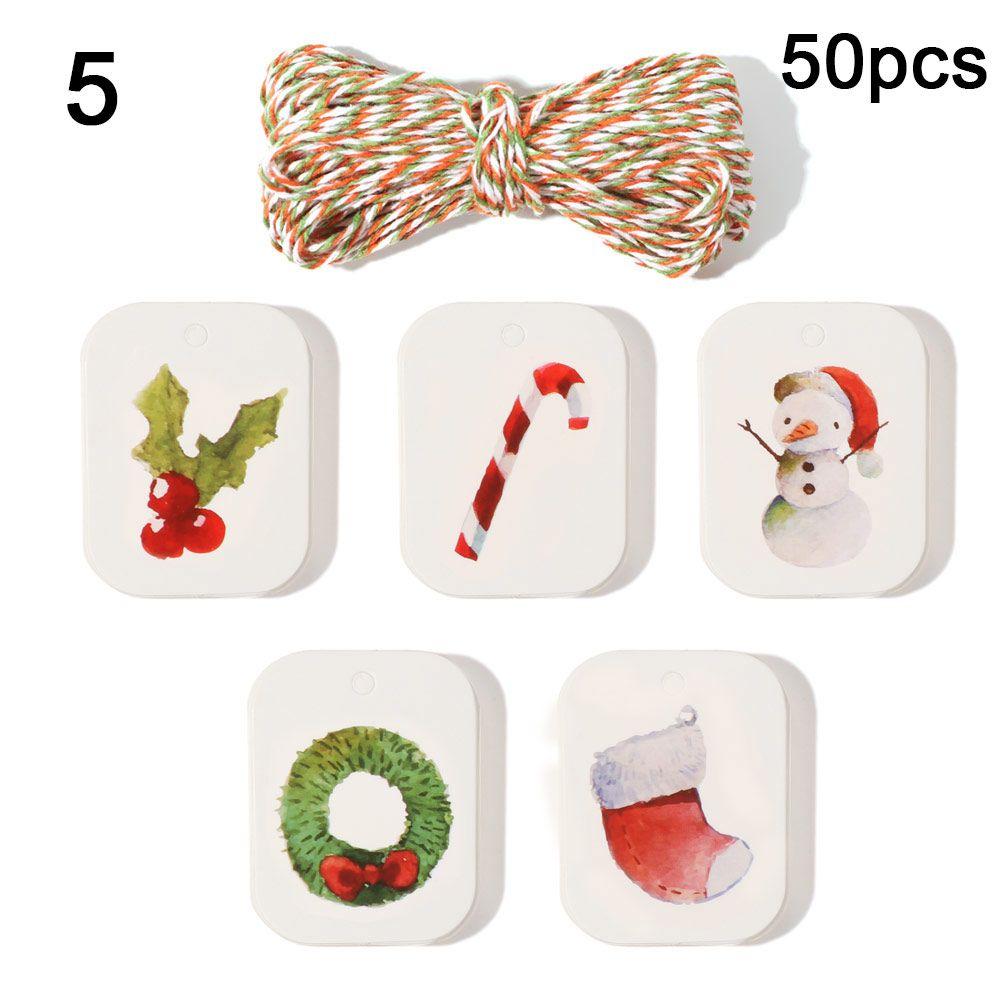 48/50 шт. Карточки для вечеринок Рождественские украшения Крафт-бумага Рождественские этикетки Бирки для упаковки подарков Крафт-бирка