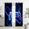 2PCS Living Room, Bedroom, Gaming Room, Cool Game Controller Printed Curtains, Light-Transmitting Decorative Custom Curtains