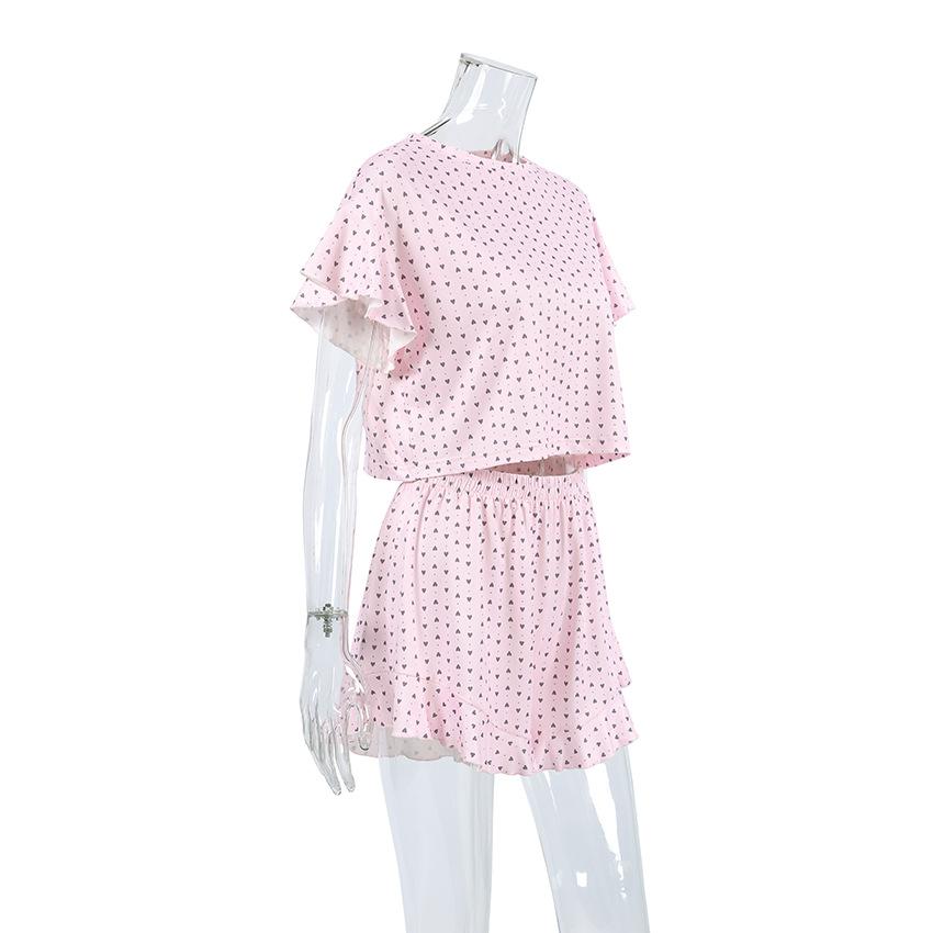 Шорты с короткими рукавами и оборками Spring Love. Пижамы. Два комплекта удобной и мягкой женской домашней одежды.