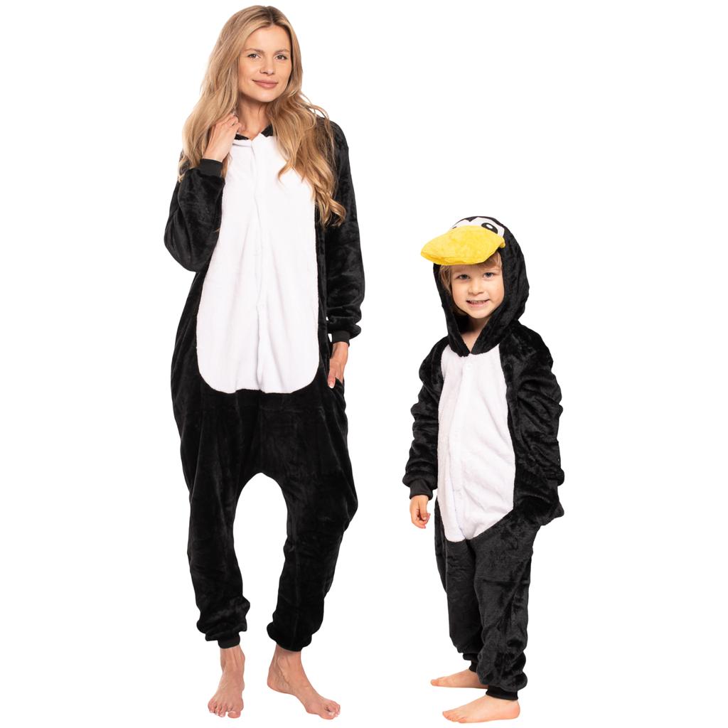 Piżama dla dzieci dziecięca kigurumi onesie kostium pingwin czarny 105-115