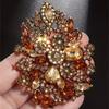 1PC Vintage Large Flower Brooch Inlaid With Artificial Zirconia Flower Brooch Banquet Party Wedding Clothing Accessories Fashion Jewelry