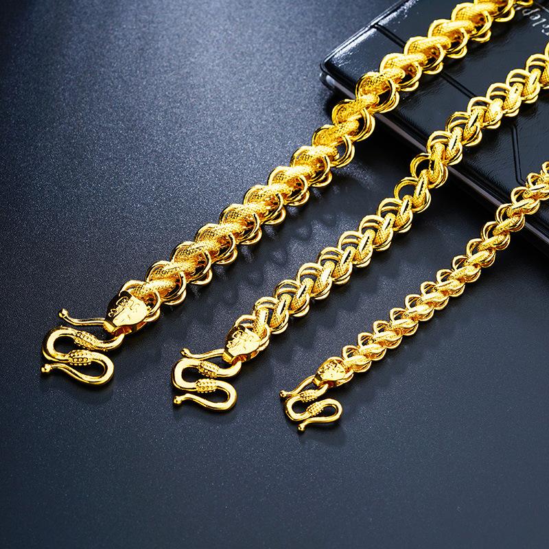 Ожерелье из песочного золота для мужчин, 24-каратное золото, мужское ювелирное изделие, имитация золота, медное покрытие, плетеное ожерелье
