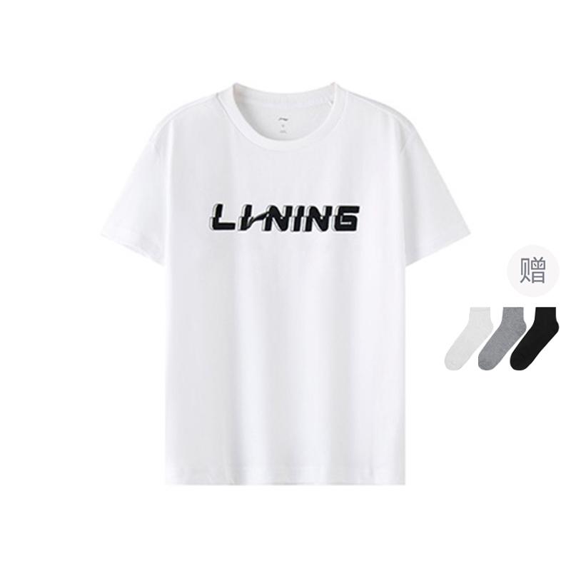Мужские футболки Li Ning с круглым вырезом, умеренного прямого кроя, AHSU829-2