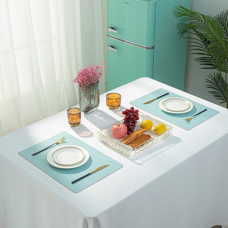 Двусторонний кожаный изоляционный коврик для обеденного стола, коврик для стола в стиле вестерн, водонепроницаемый и маслостойкий, простой современный кожаный коврик для стола