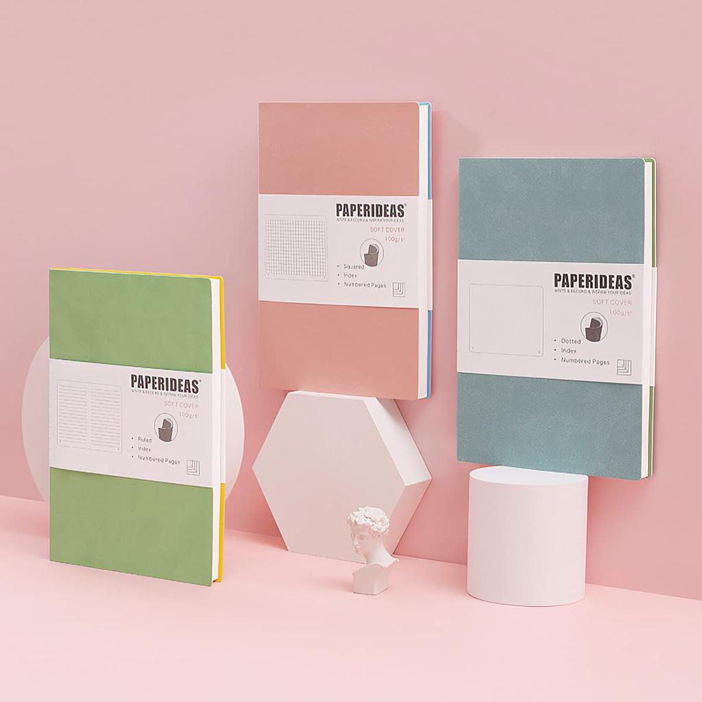 Блокнот PAPERIDEAS в мягкой обложке, легкий, A5, (Сетка, Серый)