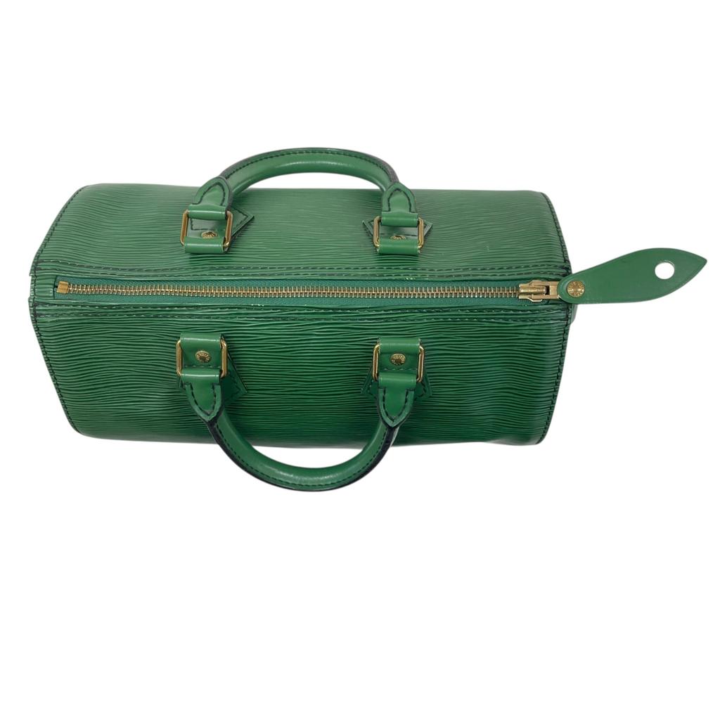 Подержанная сумка Boston Louis Vuitton Epi Speedy 25 M43014 из кожи Epi зеленого цвета, оригинал 1214