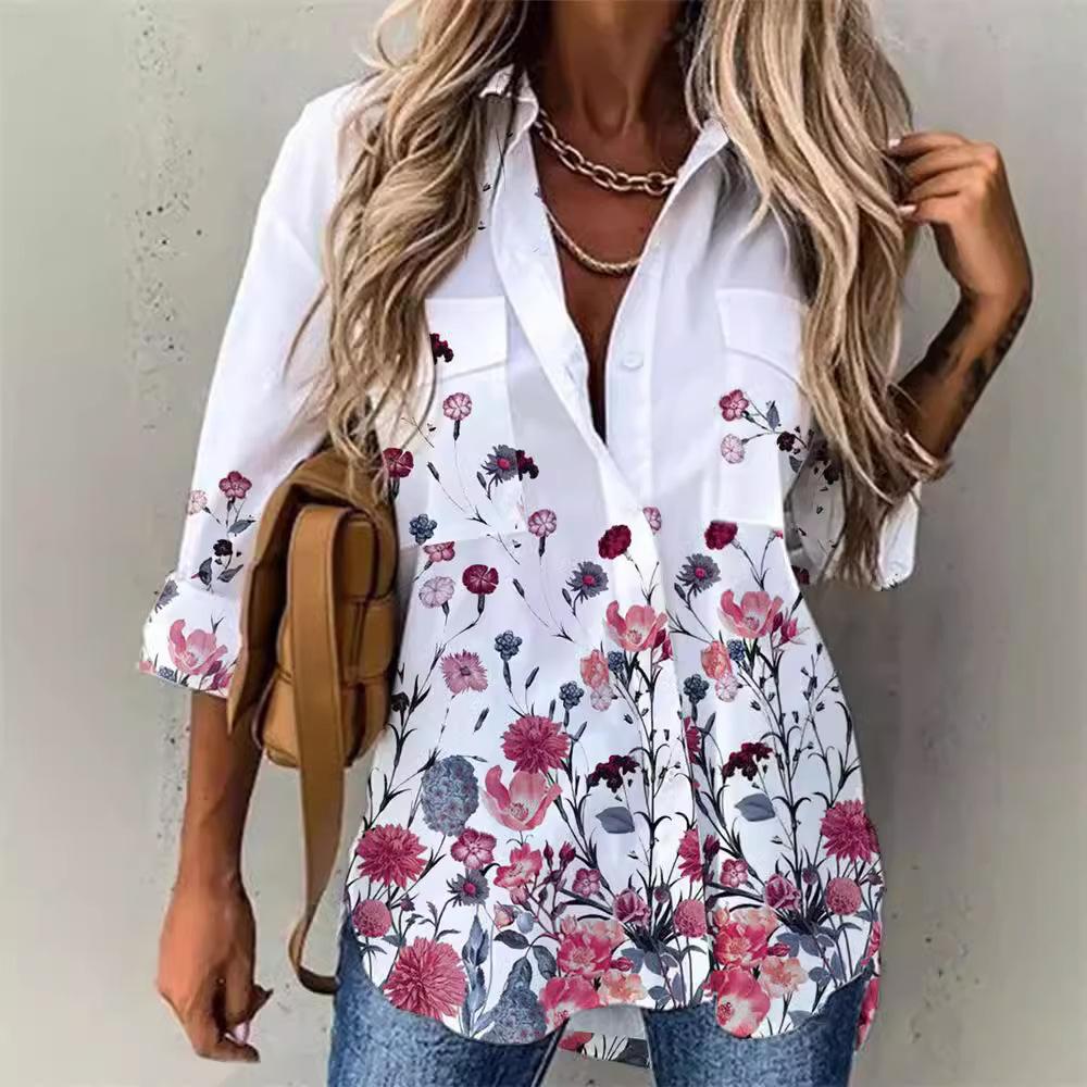 Women's Spring Fashion Casual Street Button Shirt Elegant and Comfortable Long Sleeve Loose Blouse Top Office Lady Clothing