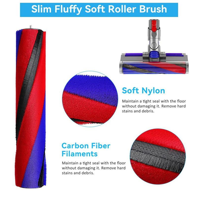 2 шт. мягкие роликовые щетки сменные аксессуары для Dyson V8 Slim V10 Slim V12 Slim V15 Detect Slim беспроводные пылесосы насадки