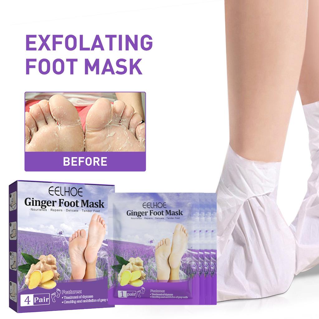 EELHOE Ginger Foot Mask Moisturizing Whitening Exfoliating Foot Mask Callus Remover for Feet Pedicure Spa Socks Natural Plant Skin Care